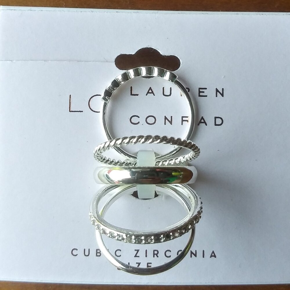 Lauren Conrad Lot of 5 Stackable Cubic Zirconia Rings Size 7